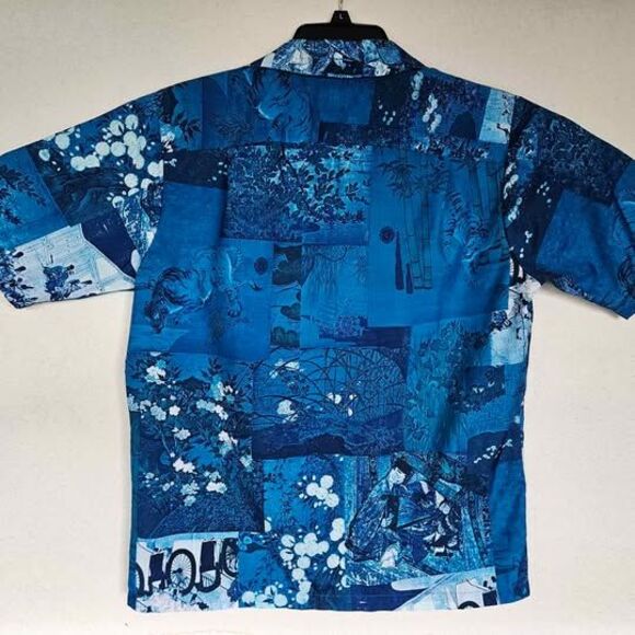 Vintage Surf Line Liberty House Hawaiian Shirt Medium Blue Asian - Picture 3 of 4